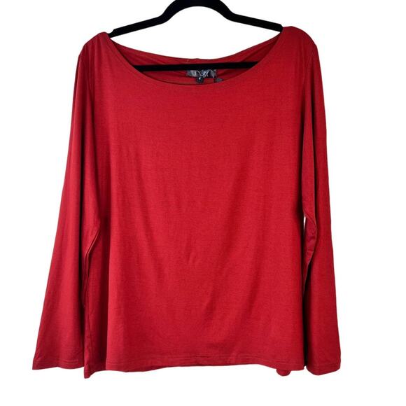Designer RUTI Basic Top Brick Red US Size XL / Size16  Long Sleeve Boat Neck NWT - Picture 1 of 9